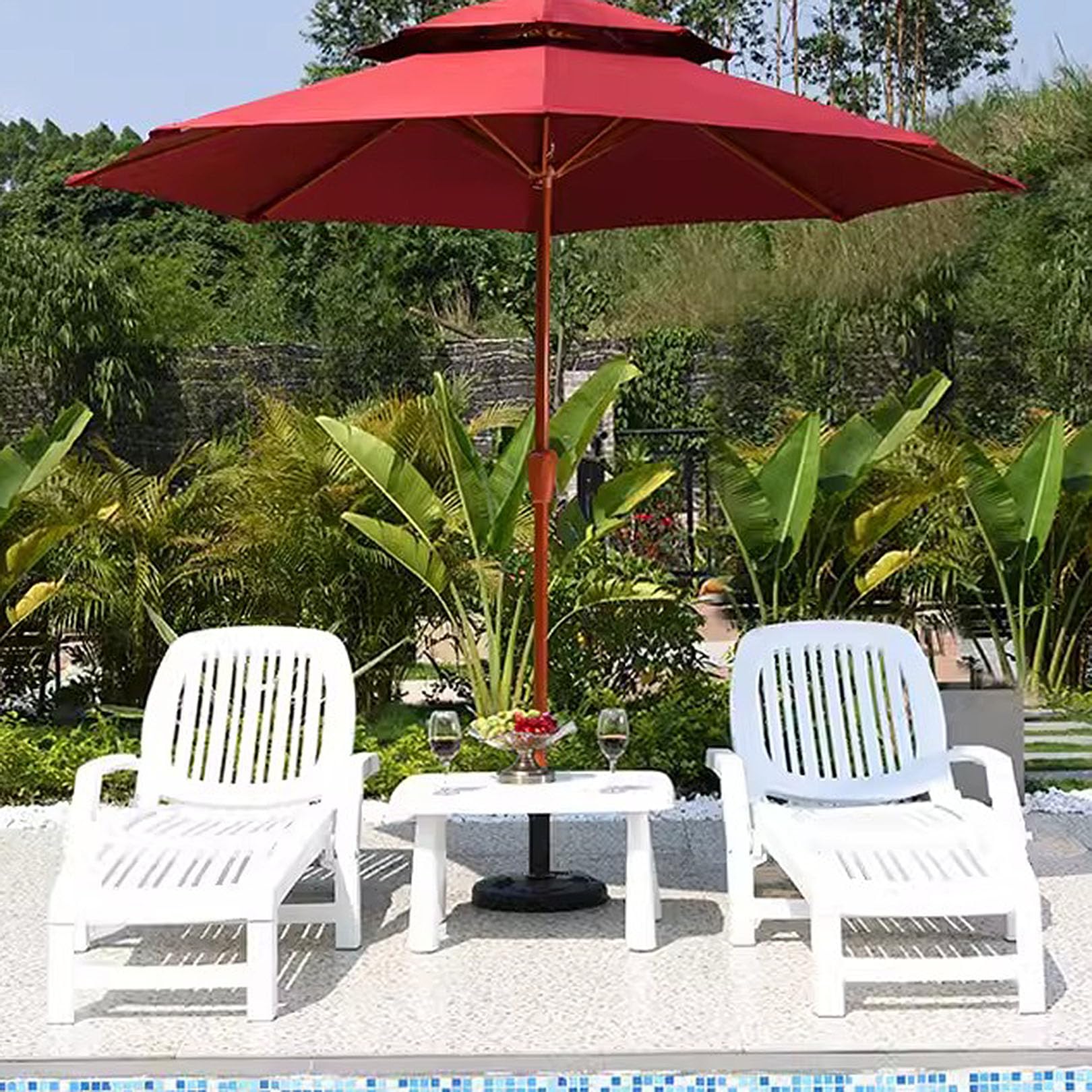 160cm lang Liegestuhl für die Terrasse im Freien, Pool Liegeliege mit 4-Fach Verstellbarer Rückenlehne, Relaxsessel aus Kunststoff für Strand, Poolrand