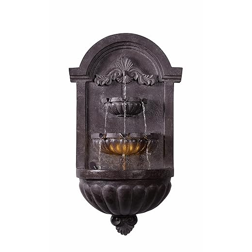 Kenroy Home 51011PLBZ San Pablo Indoor/ Outdoor Wall Fountain with Bronze Finish, Classic Style, 35" Height, 9" Width, 19.5" Depth