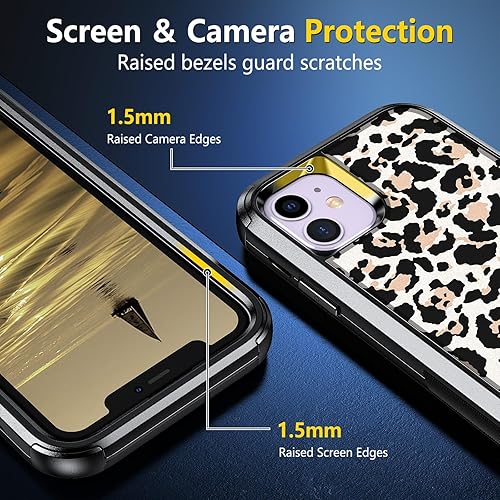 Miniatura 6 de Hekodonk Funda para iPhone 11, protector de pantalla de vidrio templado + protector de lente de cámara, resistente a los golpes, protección