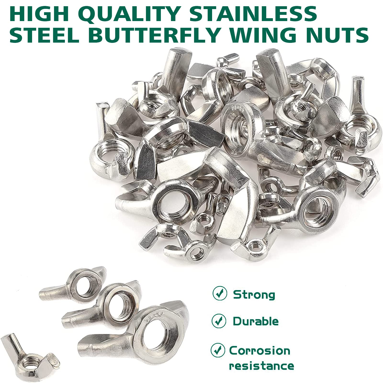 Mardatt 125-Piece SAE Wing Nut Assortment – 6 Sizes, Carbon Steel, Black Coated, Tool-Free Hand Tightening (#6-32 To 3/8"-16)