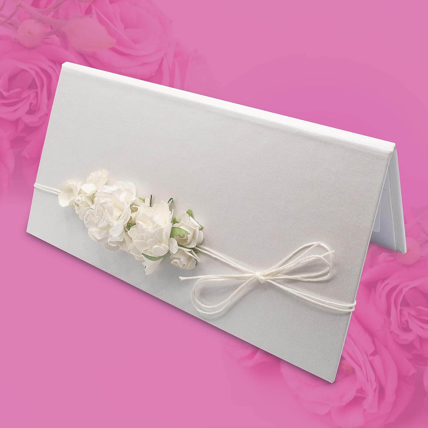 Busta Portasoldi per Matrimonio, Porta Soldi con Biglietto Regalo per Sposalizio Sposi Battesimo Comunione Cerimonia Auguri 10.5 x 19.5 cm- Bianco