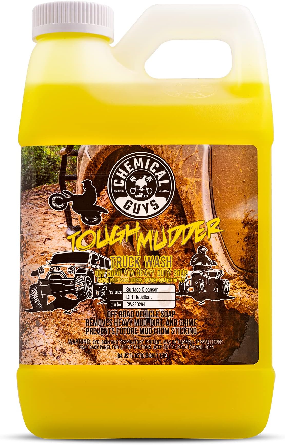 Chemical Guys Tough Mudder Foaming Heavy Duty Car Wash Soap - Soap for Foam Cannons, Foam Guns, or Buckets - Safe for Trucks, ATVs, RVs, and Off-Road Vehicles - 64 oz Lemon Scent