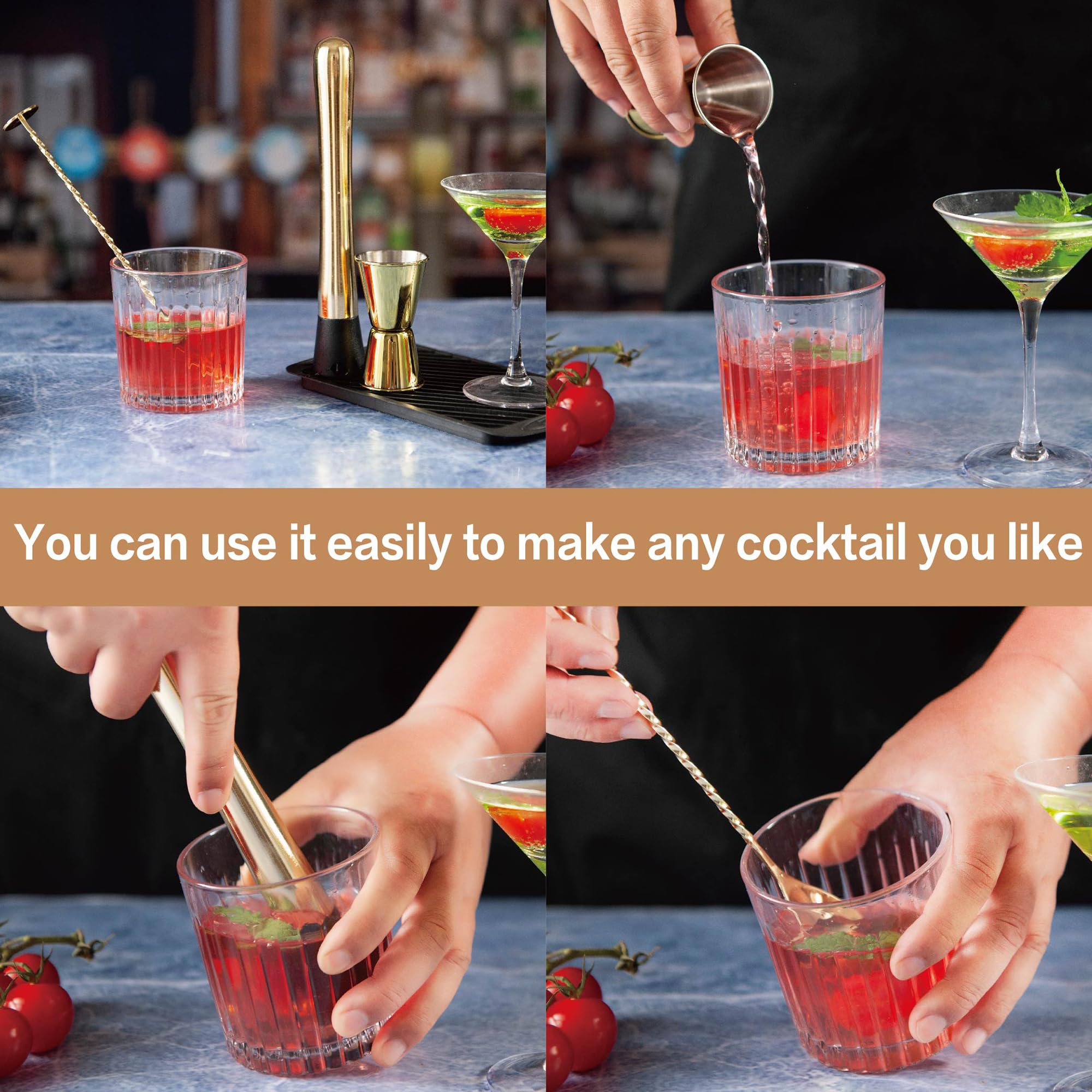 Homestia Muddler For Cocktails Set, 304 Stainless Steel 10