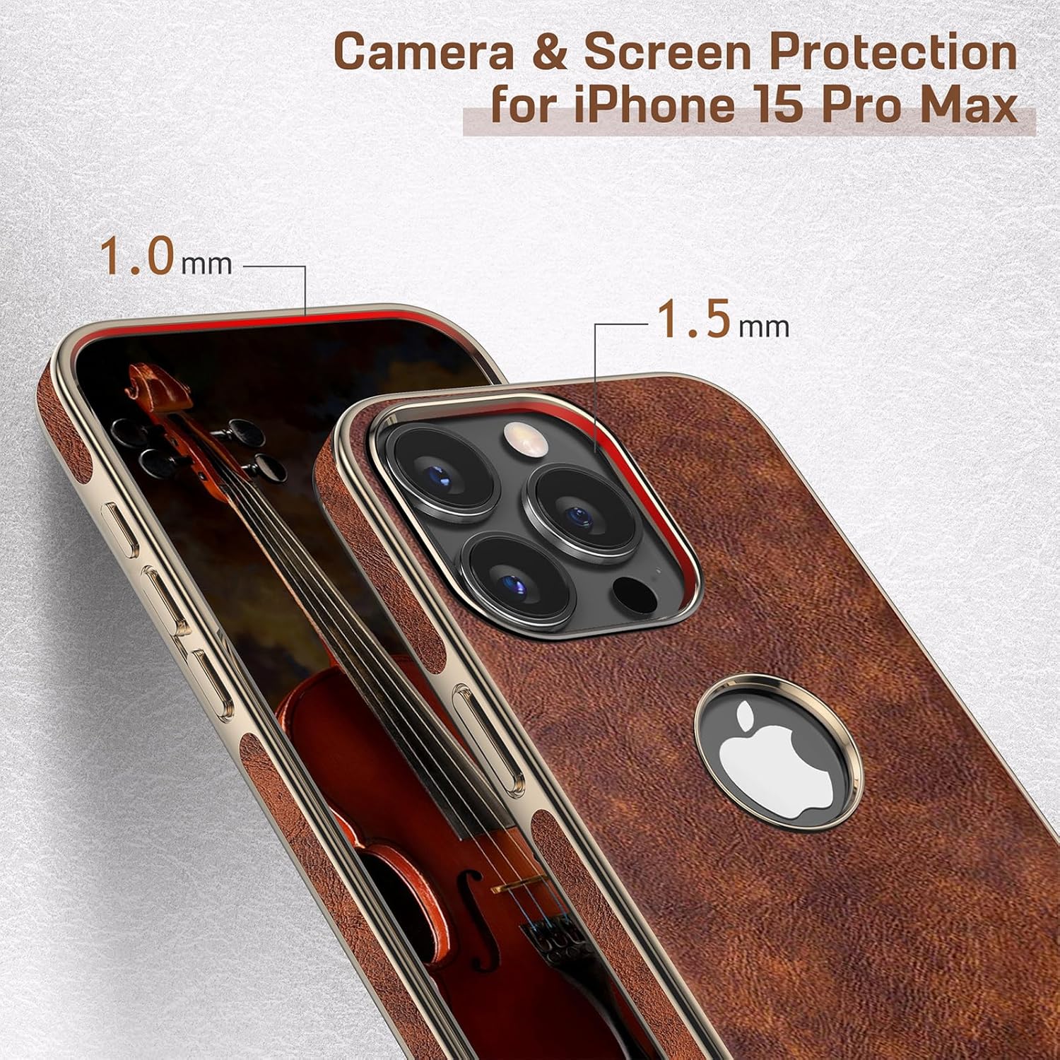 LOHASIC for iPhone 15 Pro Max Case, Vintage Leather Thin Slim Luxury PU Soft Flexible Bumper Non-Slip Grip Anti-Scratch Protective Cover Men Women Phone Cases for iPhone 15 Pro Max 6.7" 2023 - Brown - Image 6