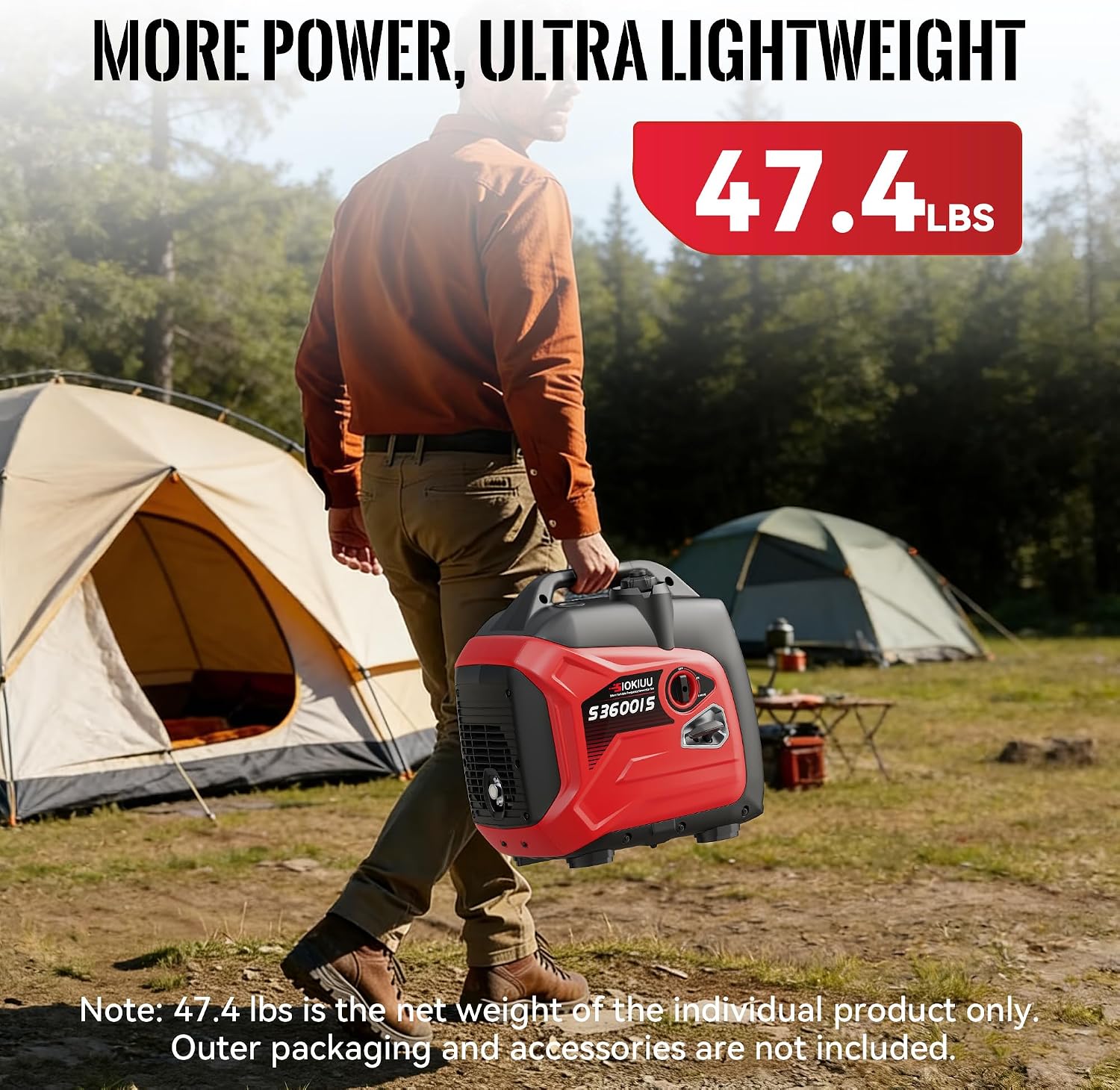 3600W Portable Generator Super Quiet Inverter Generator Ultra Lightweight for Home Backup Outdoor Camping, CO Sensor Protect, EPA, ECO Mode