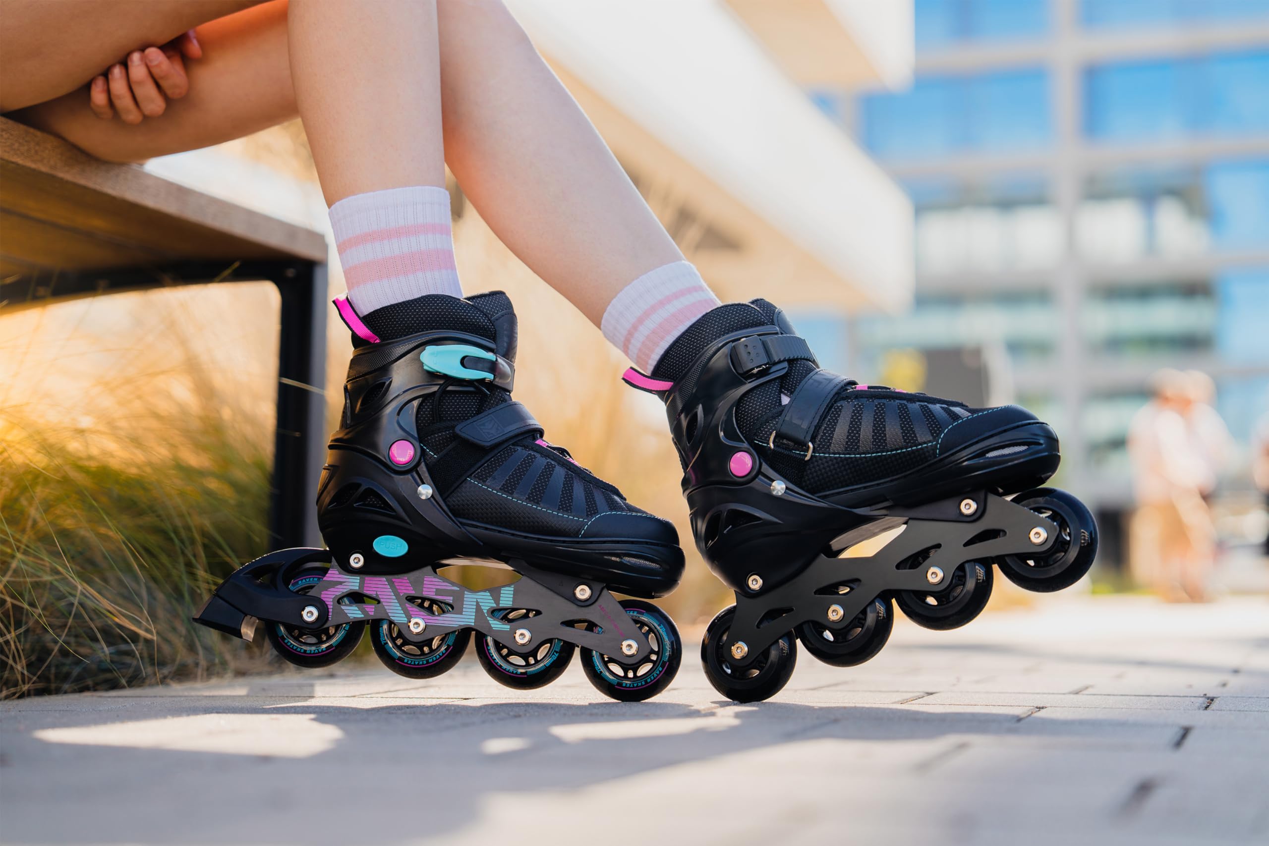 RAVEN Pattini in linea Inline Skates per bambini e adulti OPZIONALE 2in1 con Pattini da ghiaccio regolabili