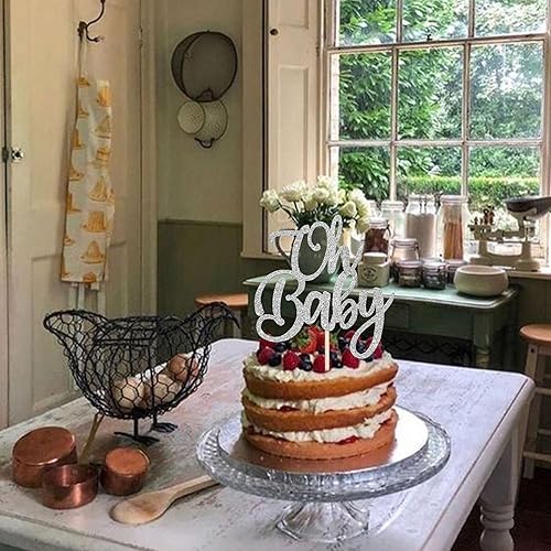 Miniatura 20 de Rsstarxi 1 paquete de decoración de pastel Oh Baby con purpurina para fiesta de revelación de género, decoración de pastel de baby shower, Oro rosa