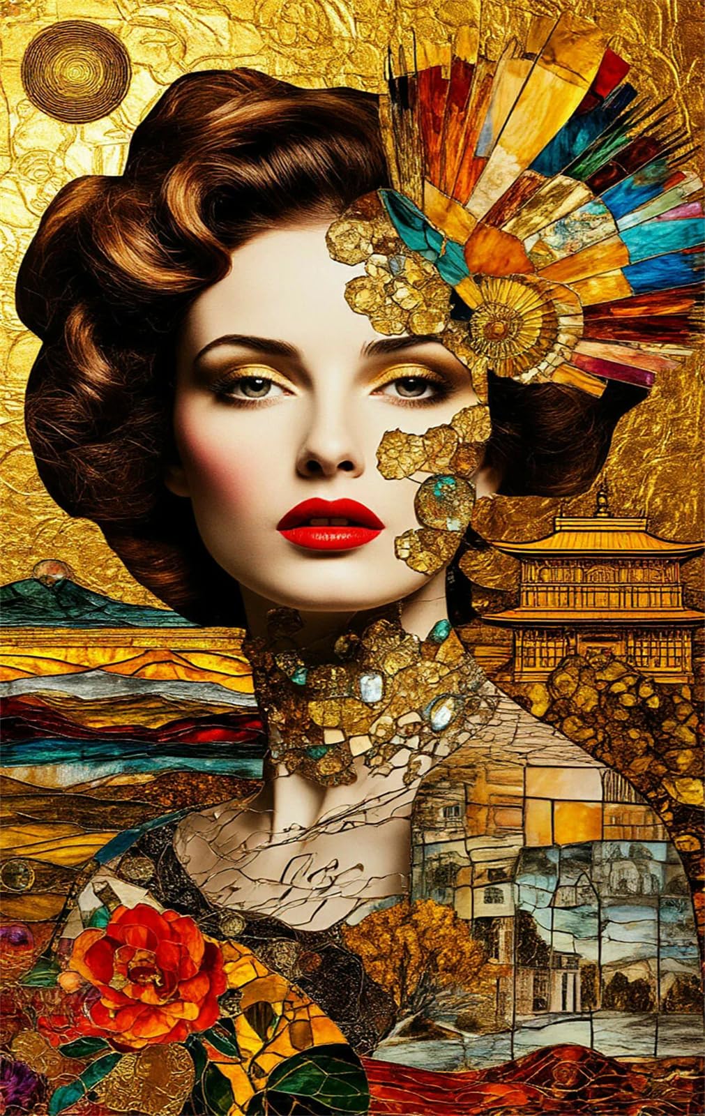 Puzzle 1200 Pezzi Ragazza Astratta Retrò Puzzle per Adulti, Difficile e Sfidante con Poster Idea Regalo per Appassionati Puzzle Classici