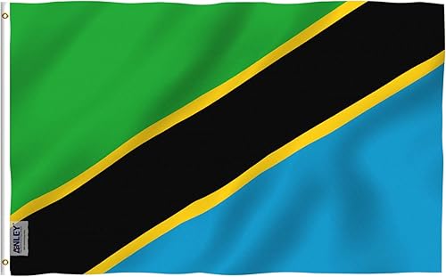 ANLEY Fly Breeze - Bandera de Tanzania de 3 x 5 pies, color vivo y a prueba de decoloración, cabecera de lona y doble costura, banderas tanzanas de