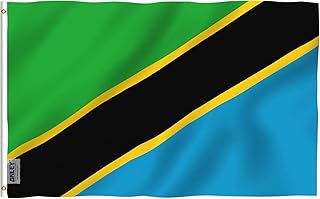 Anley Fly Breeze 3x5 Feet Tanzania Flag - Vivid Color and Fade Proof - Canvas Header and Double Stitched - Tanzanian Flags Polyester with Brass Grommets 3 X 5 Ft