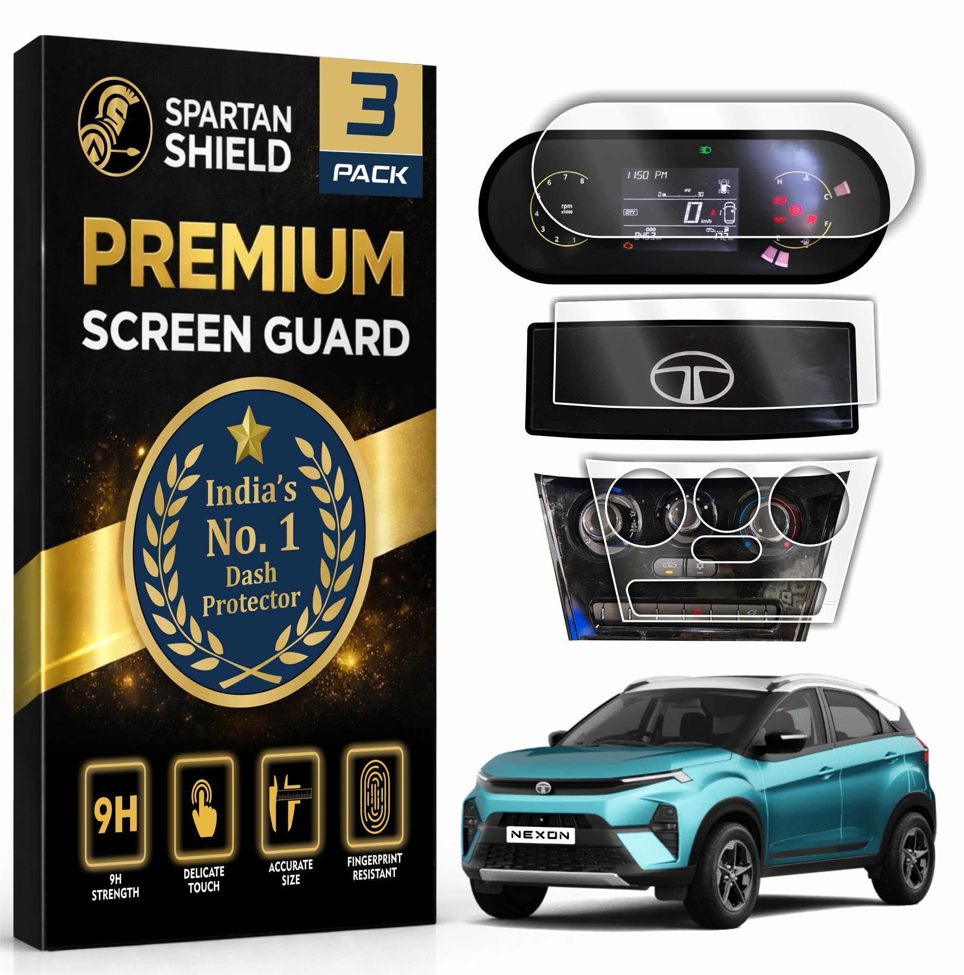 {3 PACK} Screen Guard For TATA NEXON 2026 || 4 inches Instrument Cluster + AC Panel (Manual Buttons) + STEERING CLUSTER Protector || Car Display Accessories 2025+ [Not Tempered Glass]**Match Each Screen Shape & Size Before Ordering*-picture-20