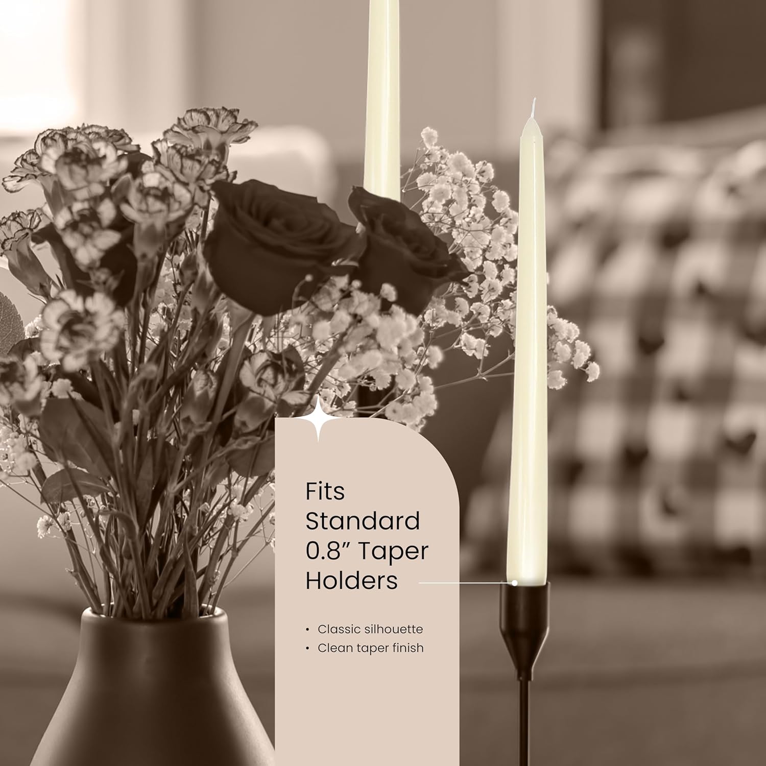 Leor & Lair Ivory Taper Candles - 12 Pack 10" Ivory Candlesticks - Unscented Cream Candle Sticks for Home Decoration, Holiday Tables, Weddings, Restaurants & Business Events - Image 4