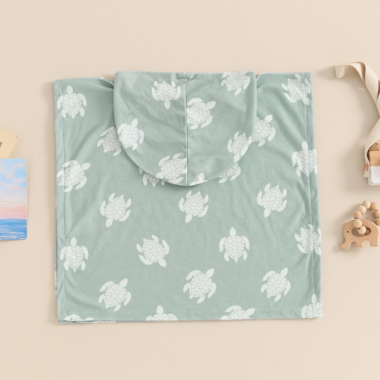Toalla de playa con capucha para bebé niña y niño, toalla de baño, poncho de natación, ropa de verano (B-verde, 6-12 meses)