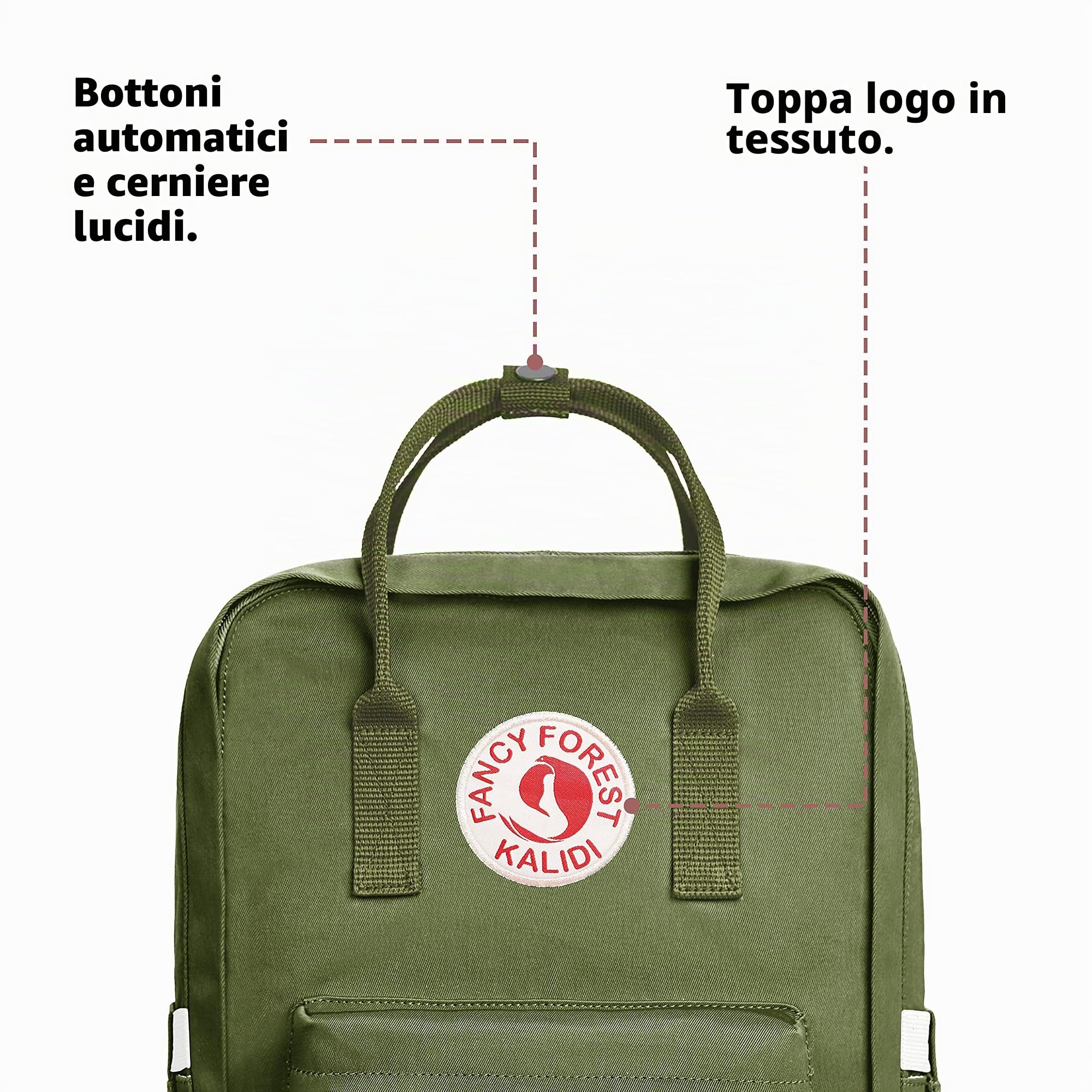 KALIDI, Zaino casual per computer portatile, 38,1 cm, classico, da campeggio, viaggi, all'aperto, quadrato, università, escursionismo, palestra, verde militare