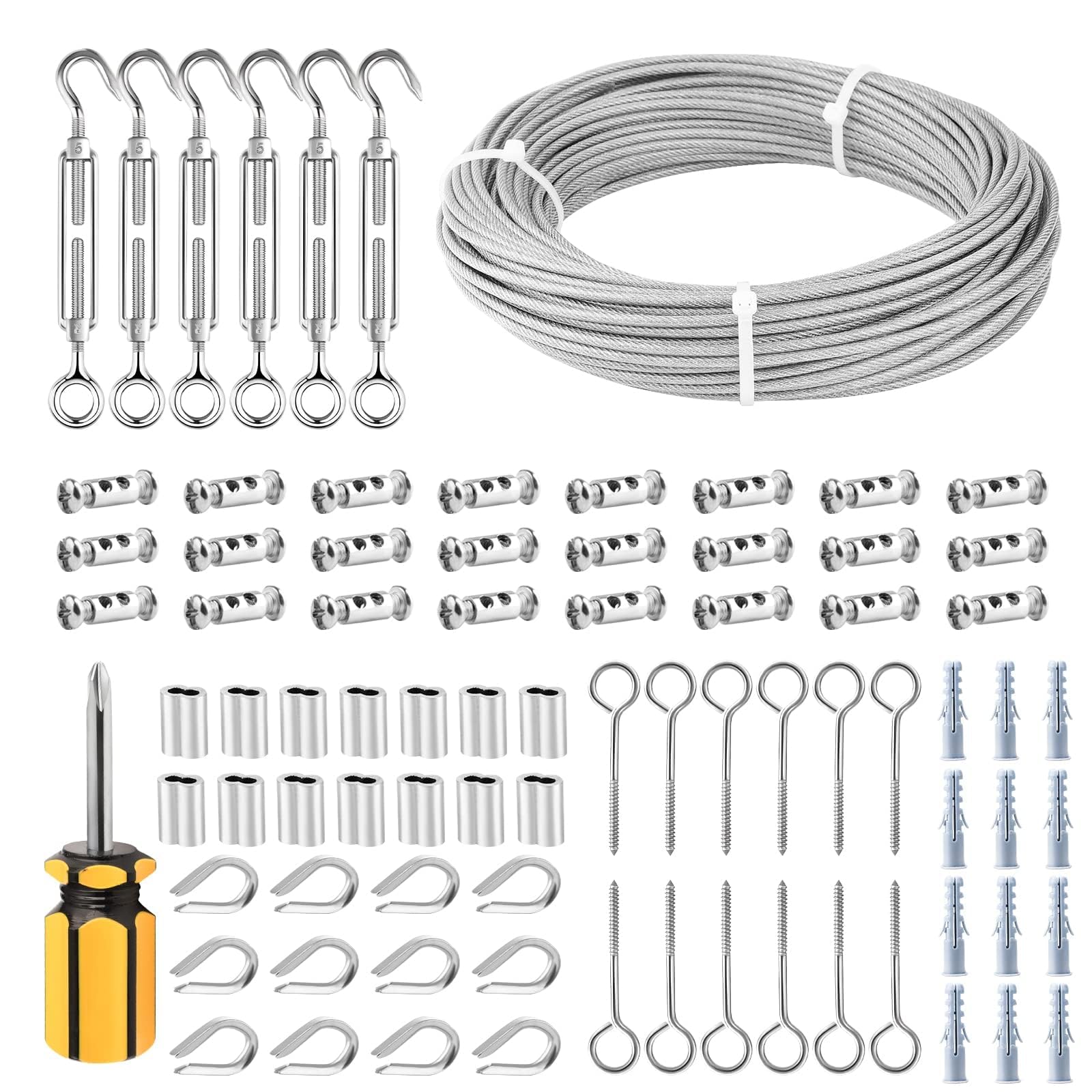 Swpeet - Set di accessori per fune metalliche M2 (1/16), con morsetto per fune metallica M2