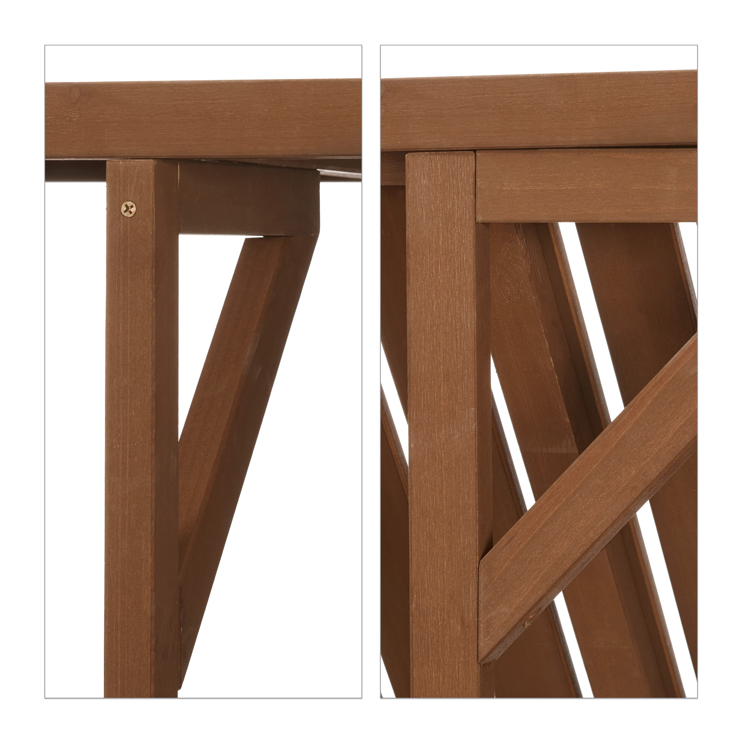 Relaxdays Tavolino Pieghevole per Balcone, da Appendere, Regolabile in Altezza, Salvaspazio, HxL 60x45 cm, Marrone Scuro