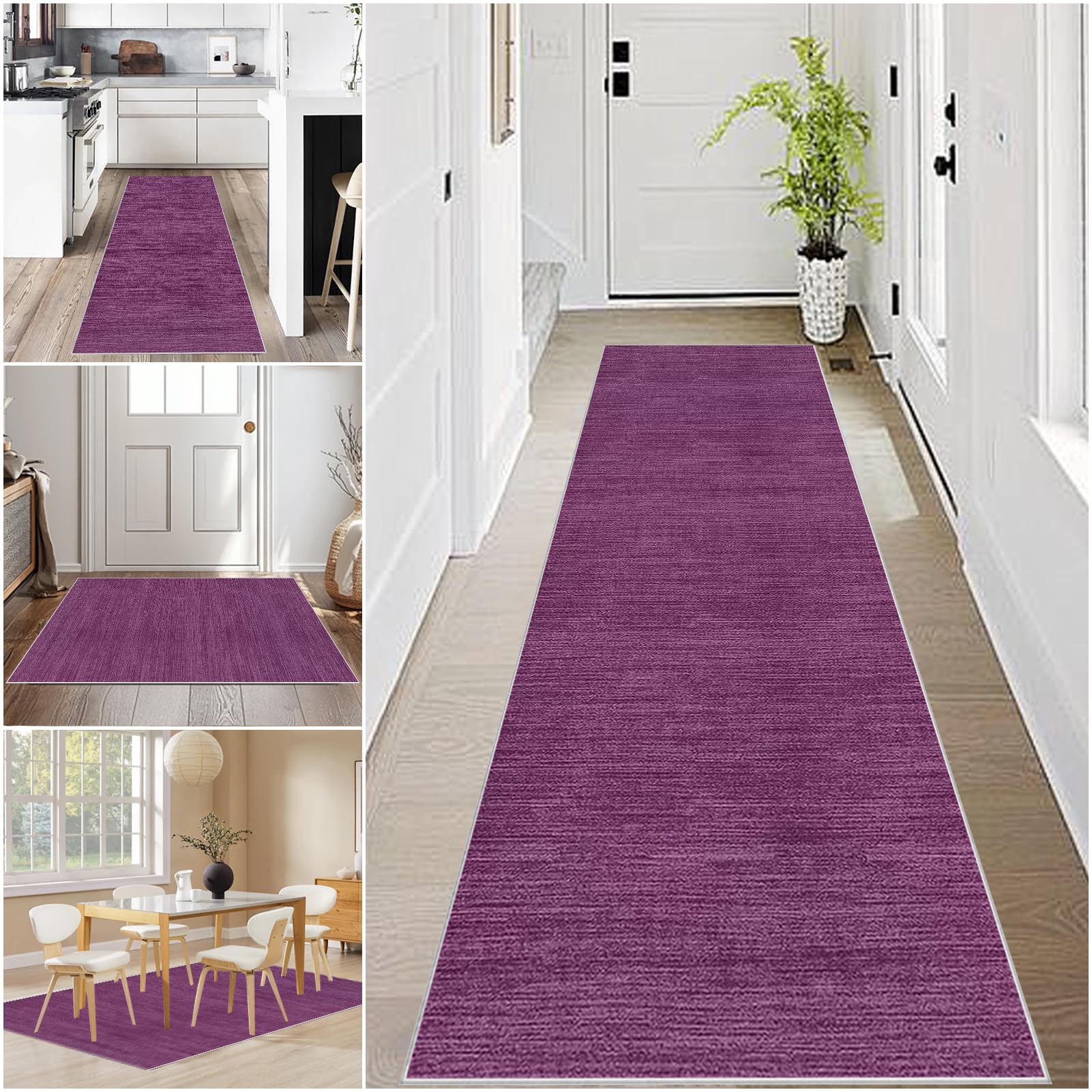 Long Hallway Runner Rugs Non Slip 80 x 120 cm Purple Washable Carpet Runner for Kitchen Rug Mat Heavy-Duty Absorbent Area Rugs Narrow Rugs Hallway Hall Runners Carpet Floor Mat for Entryway Bedroom
