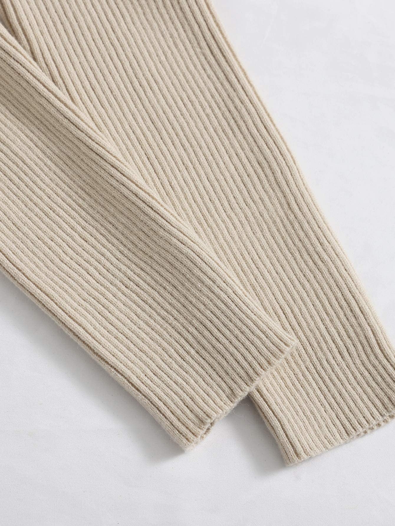 Floerns Women's Tie Front Long Sleeve Rib Knit Shrug Sweaters Cardigan Crop Top