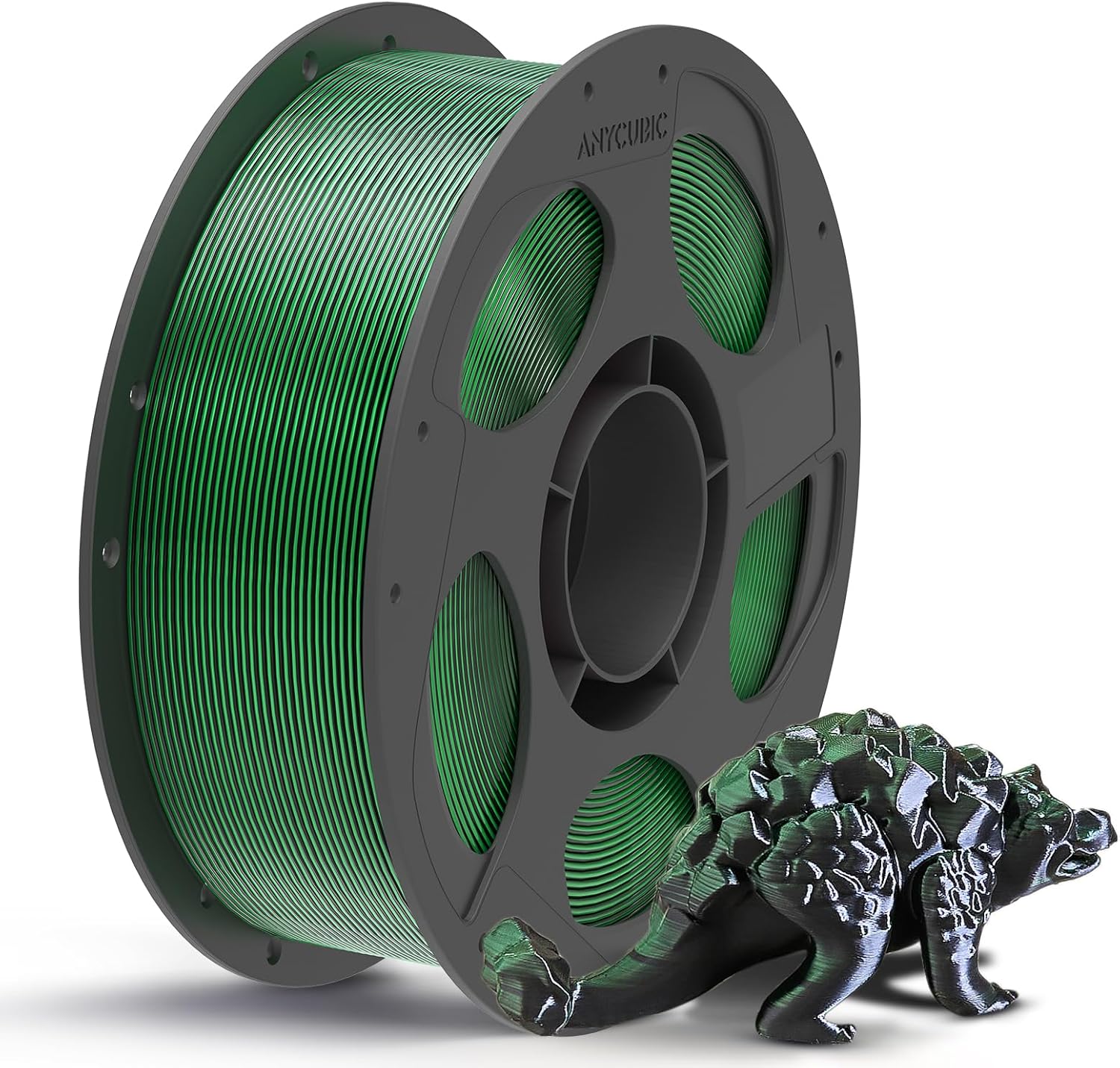ANYCUBIC Silk Dual Color Pla Filament, 2-in-1 Chrome Coextrusion Color Change 3D Printer Filament 1.75mm Dimensional Accuracy +/- 0.02mm, Silk Texture, 1KG Reusable Spool (2.2 lbs), Black Green