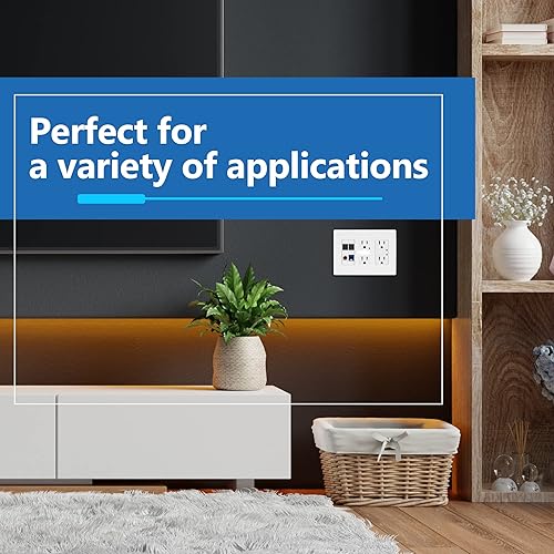 Miniatura 6 de LIDER LSWP-33M-W - Cubierta de interruptor decorativa triple con acabado mate, placa de pared sin tornillos, tamaño mediano de 3 segmentos 4.88 x