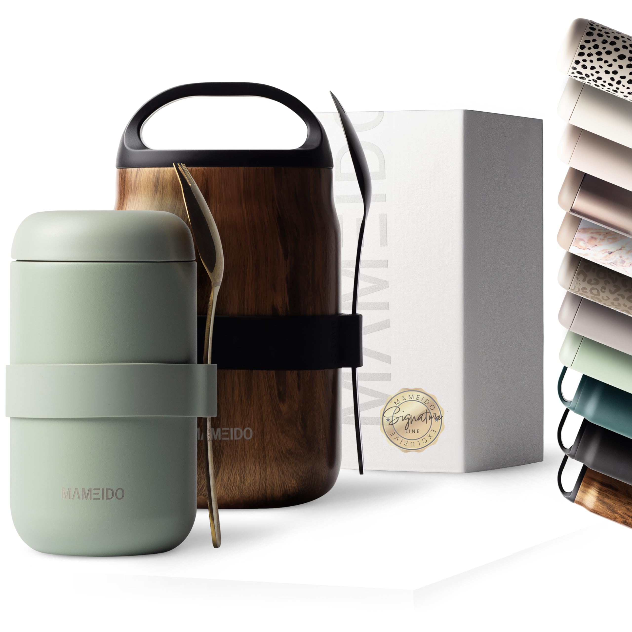 MAMEIDO Thermal Food Flask 500 ml for Daily Meal Prep, Leak-Proof Thermo Food Container to go for Porridge, Yoghurt & Soups (Desert Sage)