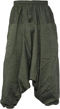 Gheri Mens Light Cotton Drop Crotch Ninja Aladdin Genie Harem Pants Trousers