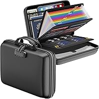 DocSafe Fireproof Document Box with Lock - Hard-Shell Fireproof File Organizer, 13-Pocket Accordion Folder for Laptop & Papers, Portable Black Safe