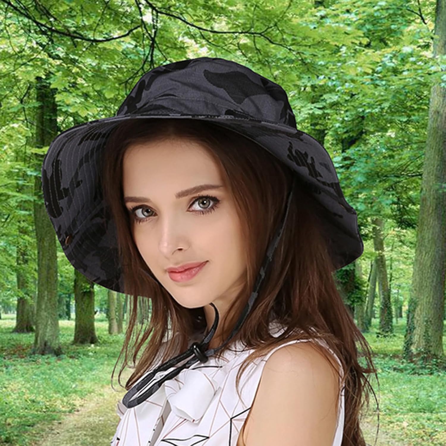 Boonie Hats for Men Women Wide Brim Sun Hats Outdoor Sun UV Protection Fisherman Hat Big Head Fishing Camo Bucket Hats - Image 6