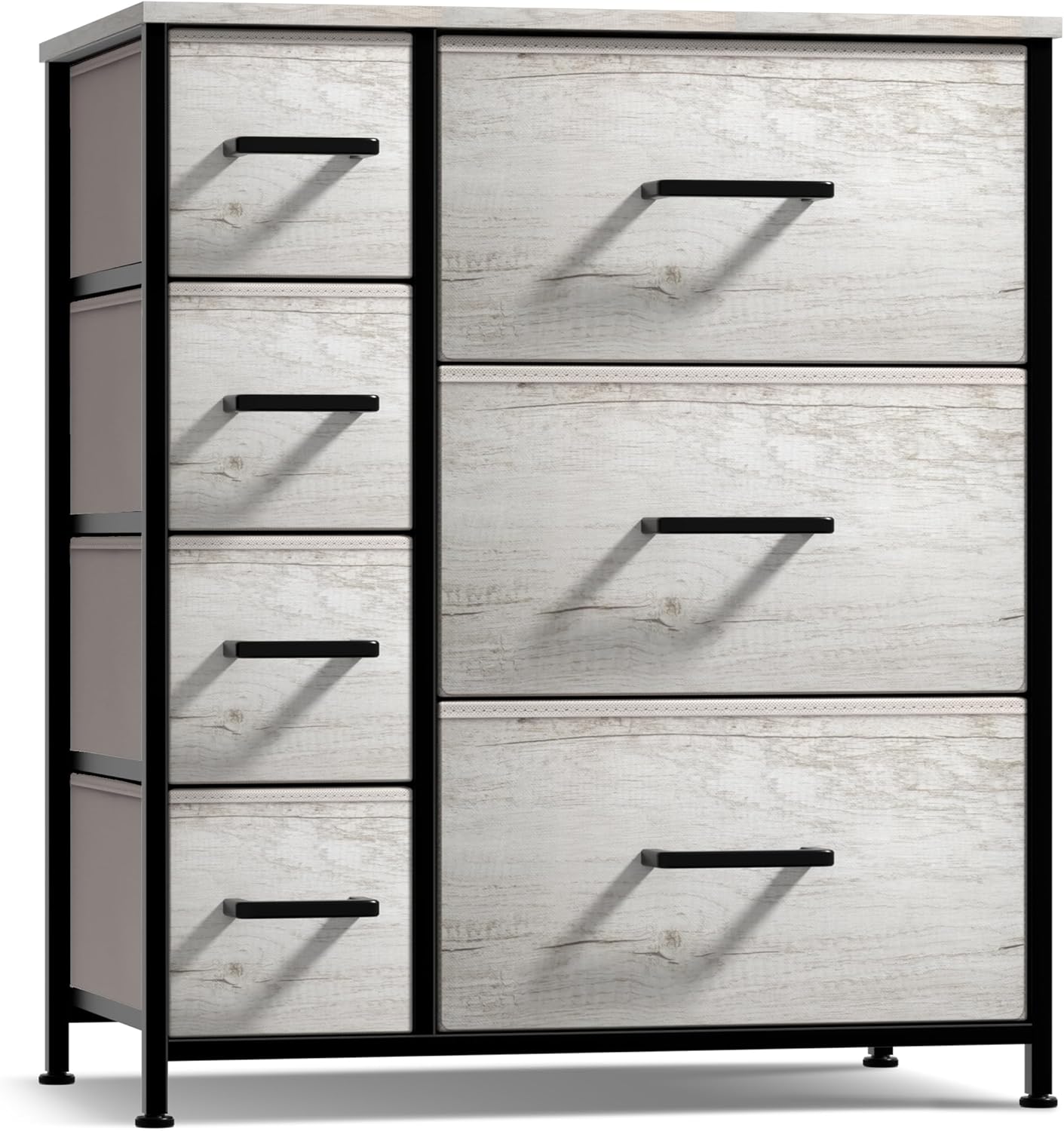 Sorbus Dresser with 7 Faux Wood Drawers - Storage Unit Organizer Chest for Clothes - Bedroom, Hallway, Living Room, Closet, & Dorm Furniture - Steel Frame, Wood Top, & Easy Pull Fabric Bins