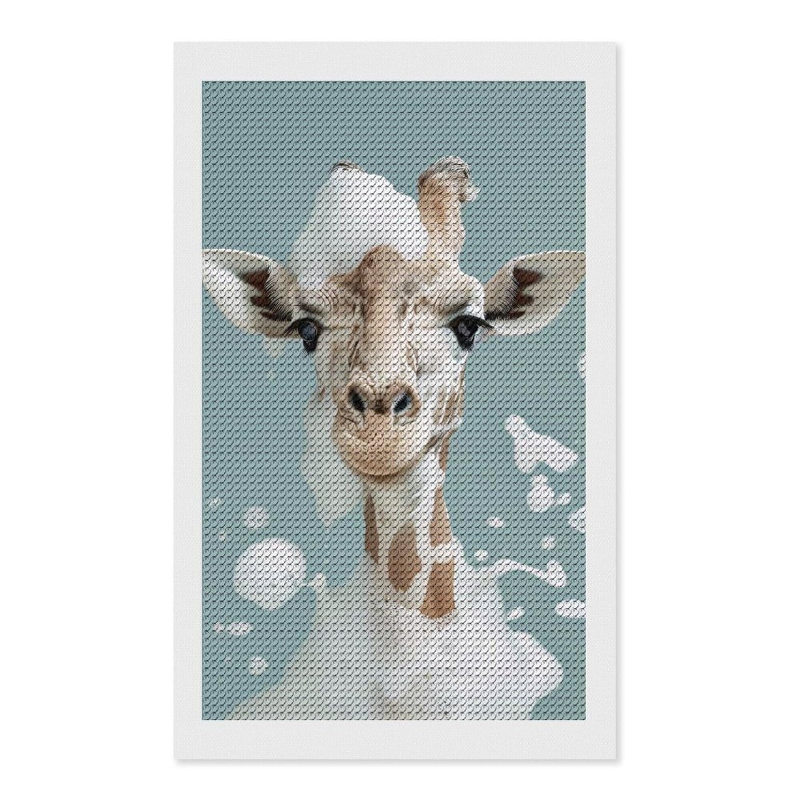 Junmoney Cute Giraffe Taking A Bubble Bath Round Drill Diamond Painting 12"x20", for Women, Relaxing DIY Hobby, Bedroom Decor, Christmas Gift, Adhesive Canvas