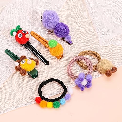 Miniatura 7 de Caydo 1000 pompones rosas de 0.39 pulgadas con 100 piezas de ojos ondulados, bolas para artes y manualidades para niños, para proyectos de