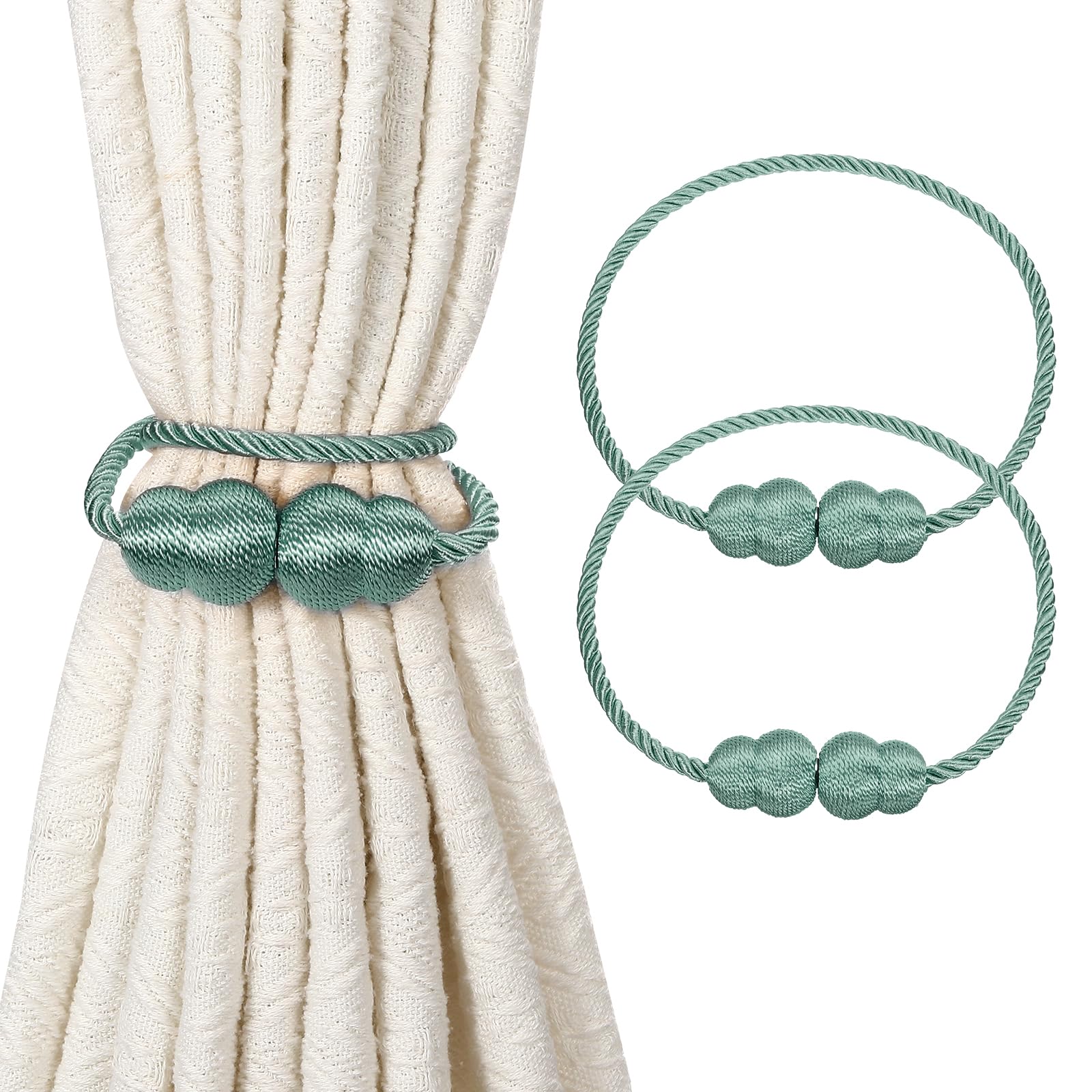 sourcing map 2Pcs Magnetic Curtain Tiebacks, Elegant Weave Curtain Tie Backs Decorative Window Treatment Holdbacks for Drape Home Bedroom Living Room Office Decoration, Light Blue โ image 1
