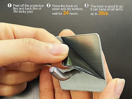 Miniatura 5 de VIVII Paquete de 6 ganchos adhesivos, 3M autoadhesivos, ganchos adhesivos de pared de metal para llaves, bolsas, ropa, sombreros, toallas, cocina,