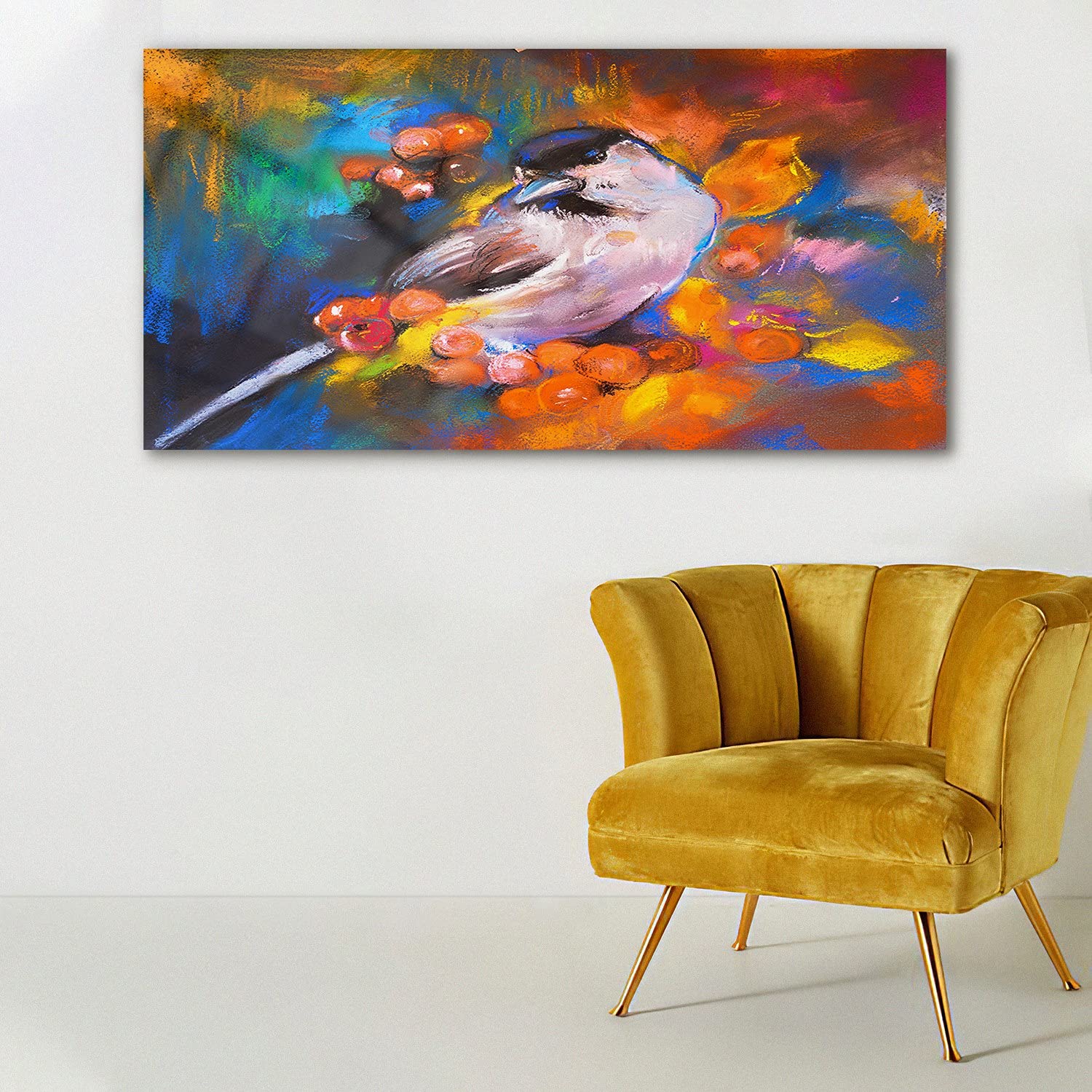 Coloray Pintura acrílica Cuadro De Pared 140x70cm Vidrio Acrílico Arte Sala De Estar Mural - Arte de Animales Pájaros