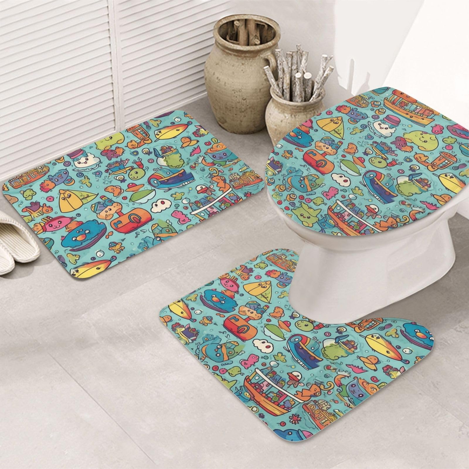 Tapis de salle de bain ultra absorbant et antidérapant lot de 3 pièces