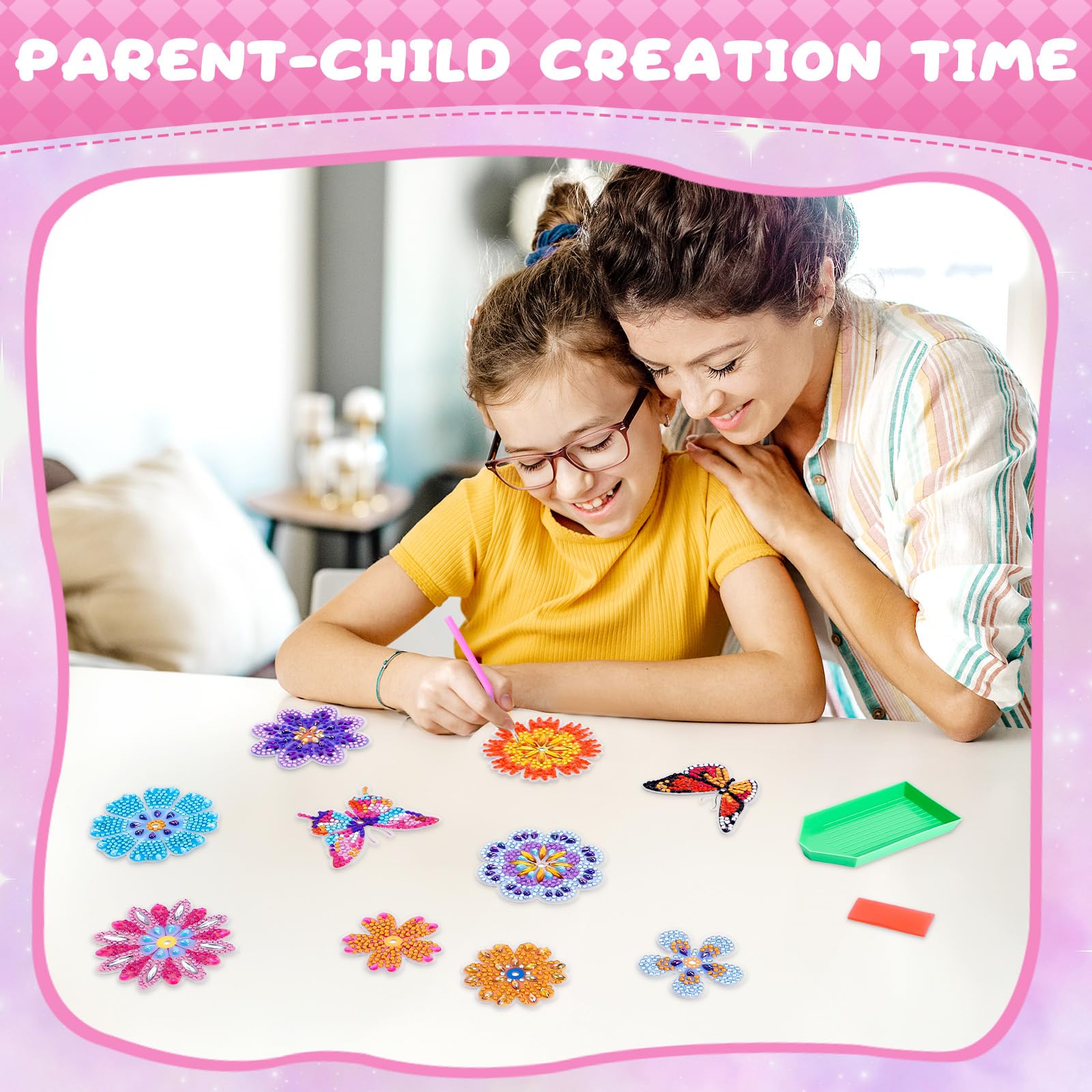 Diamond Painting Blumen Bastelset Für Mädchen - Mit Schmetterlingen