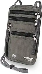 Carteira Hero Neck – Suporte para passaporte com bloqueio RFID – Bolsa de viagem fácil de ocultar