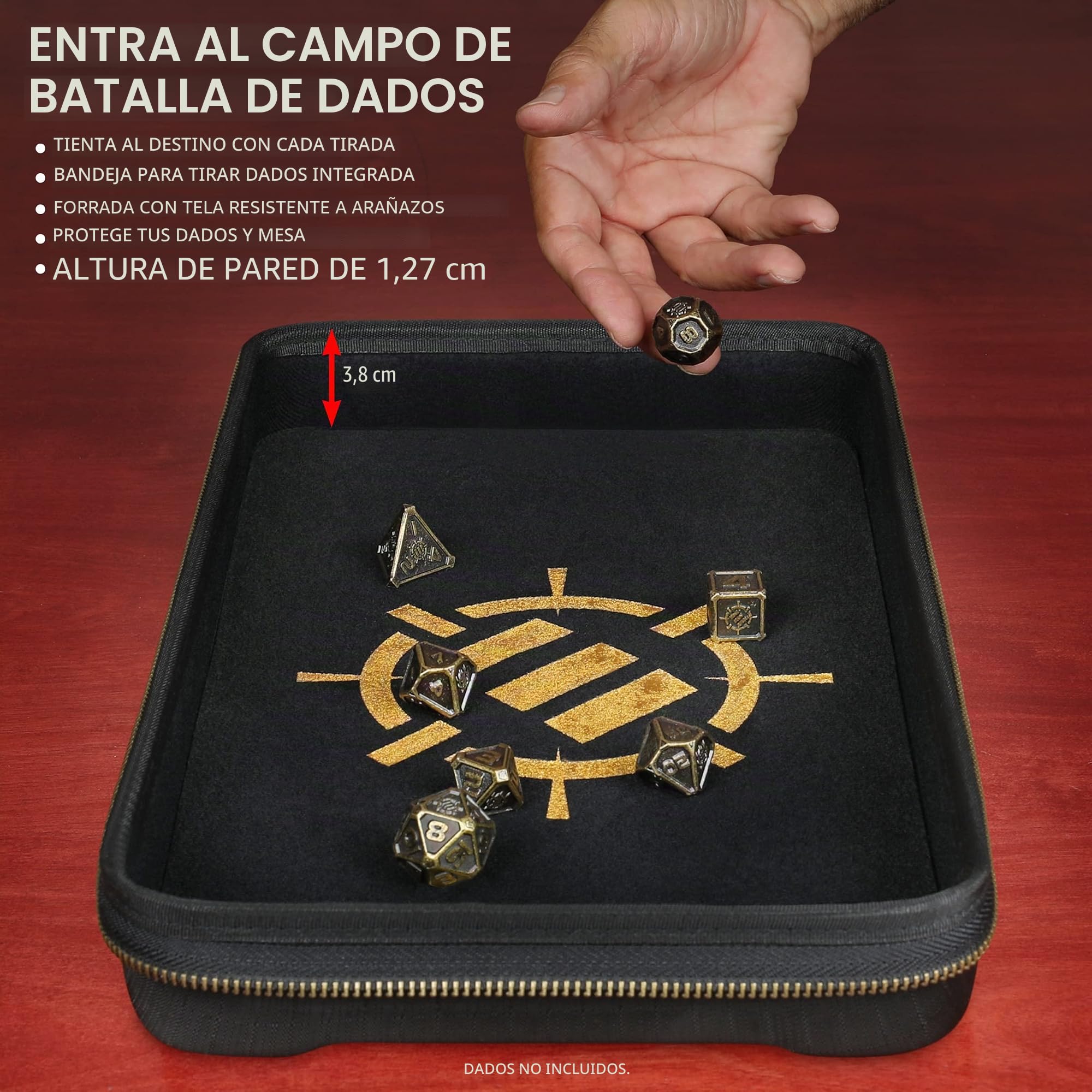 ENHANCE Tabletop DND Estuche de Dados y Bandeja para Tirar Dados - Almacenamiento de Dados para Dados de RPG con diseño Resistente, Interior Suave, y Bolsillos organizadores (Capacidad de 500 Dados)