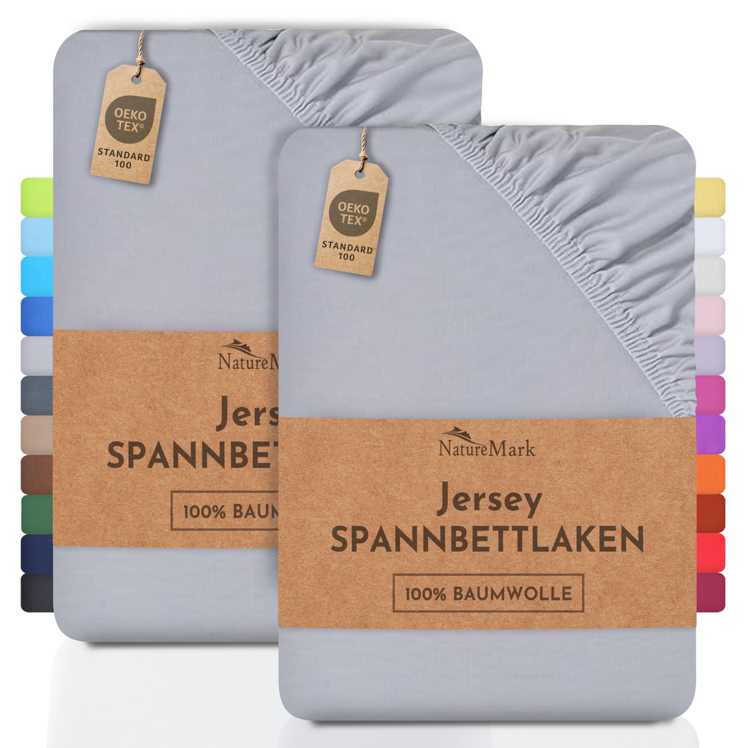 2 Jersey Spannbettlaken Spannbetttuch Baumwolle Qualität Ökotex Standard 100