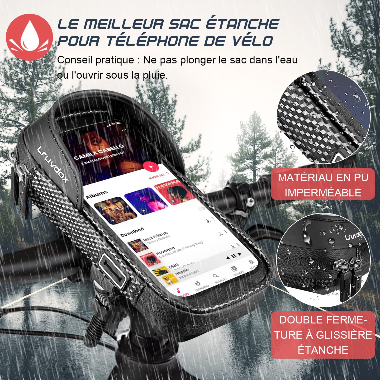 Sacoche étanche Pour Vélo – Compatible Téléphone Jusqu’à 7,5″ – Fixation Facile Et Accès Rapide