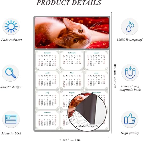 Miniatura 6 de Calendario magnético 2024  Imanes del calendario  Today is my Lucky Day  Resistente a la decoloración, desgarros y agua  Temática de gato 07 (5.25 x