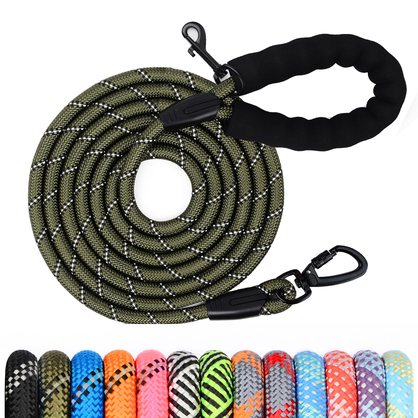 Guinzaglio per Cani, 1.2M 1.5M 2M 3M 5M 10M 20M 30M Lungo Nylon Guinzaglio Cani Resistente Leggero con Comoda Impugnatura, Riflettente Lunghina Cane, Adatto per Cuccioli, Piccoli, Medi e Grandi