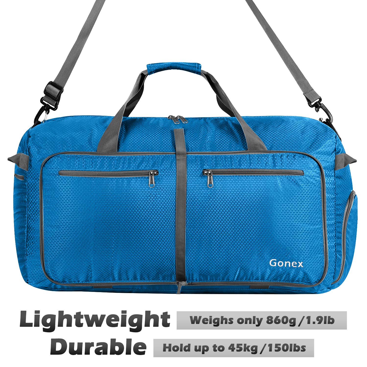 Gonex Składana torba podróżna z przegródką na buty, pakowalna, lekka, wodoodporna, duża torba na kemping, siłownię, torba weekendowa, 40 l, 60 l, 80 l, 100 l, 150 l