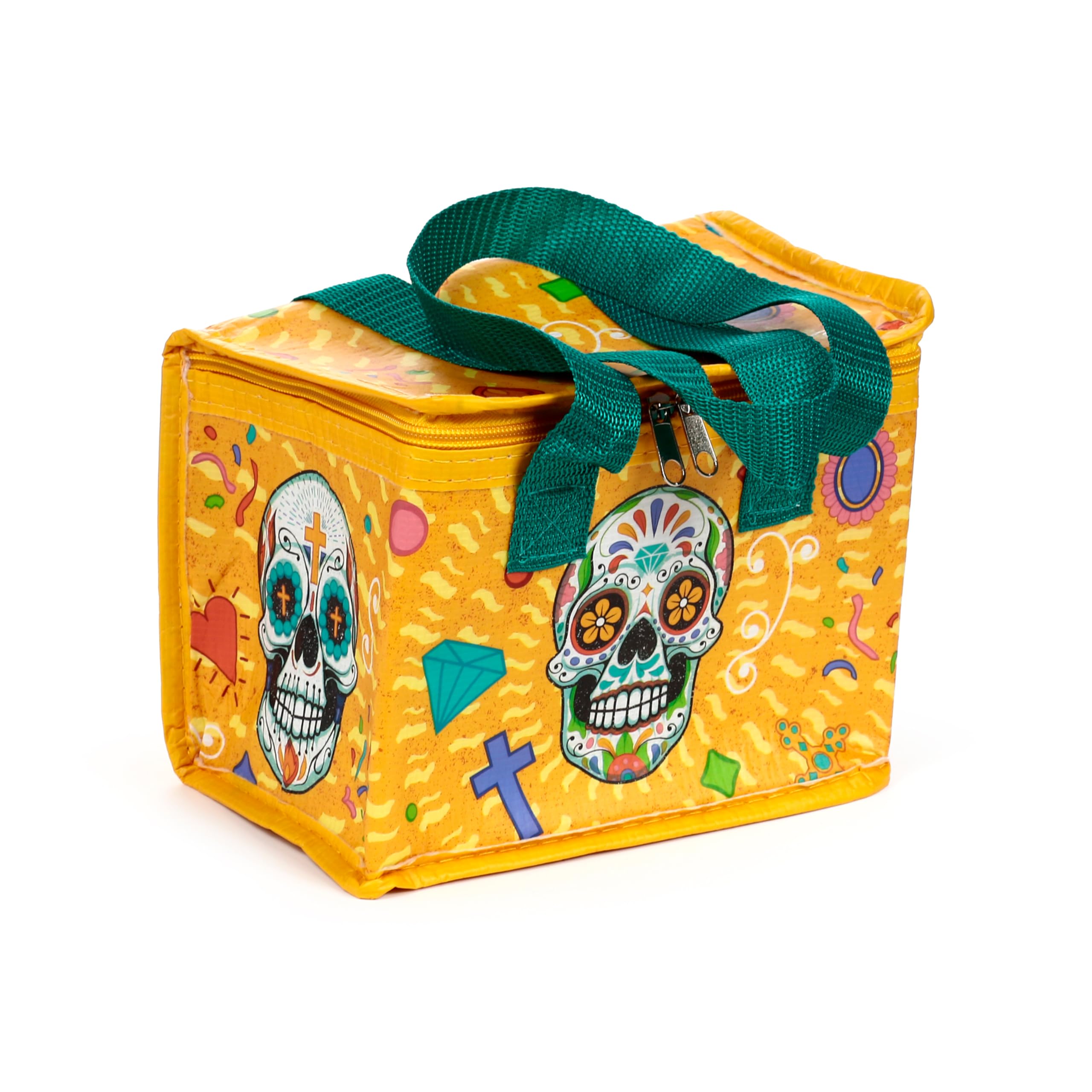 Puckator RPET Cool Bag Lunch Bag Day of the Dead - Insulated Lunch Bag for Women Men Children - Lunch Box Bag for Work Family School - Beach Picnic Accessories - Picnic Box - Collapsable Lunchbag