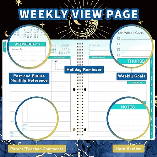 Miniatura 3 de Agenda escolar 2026-2027 para estudiantes 2026-2027 de julio de 2026 a junio de 2027, 9 x 11 pulgadas, calendario de lecciones semanales académicas