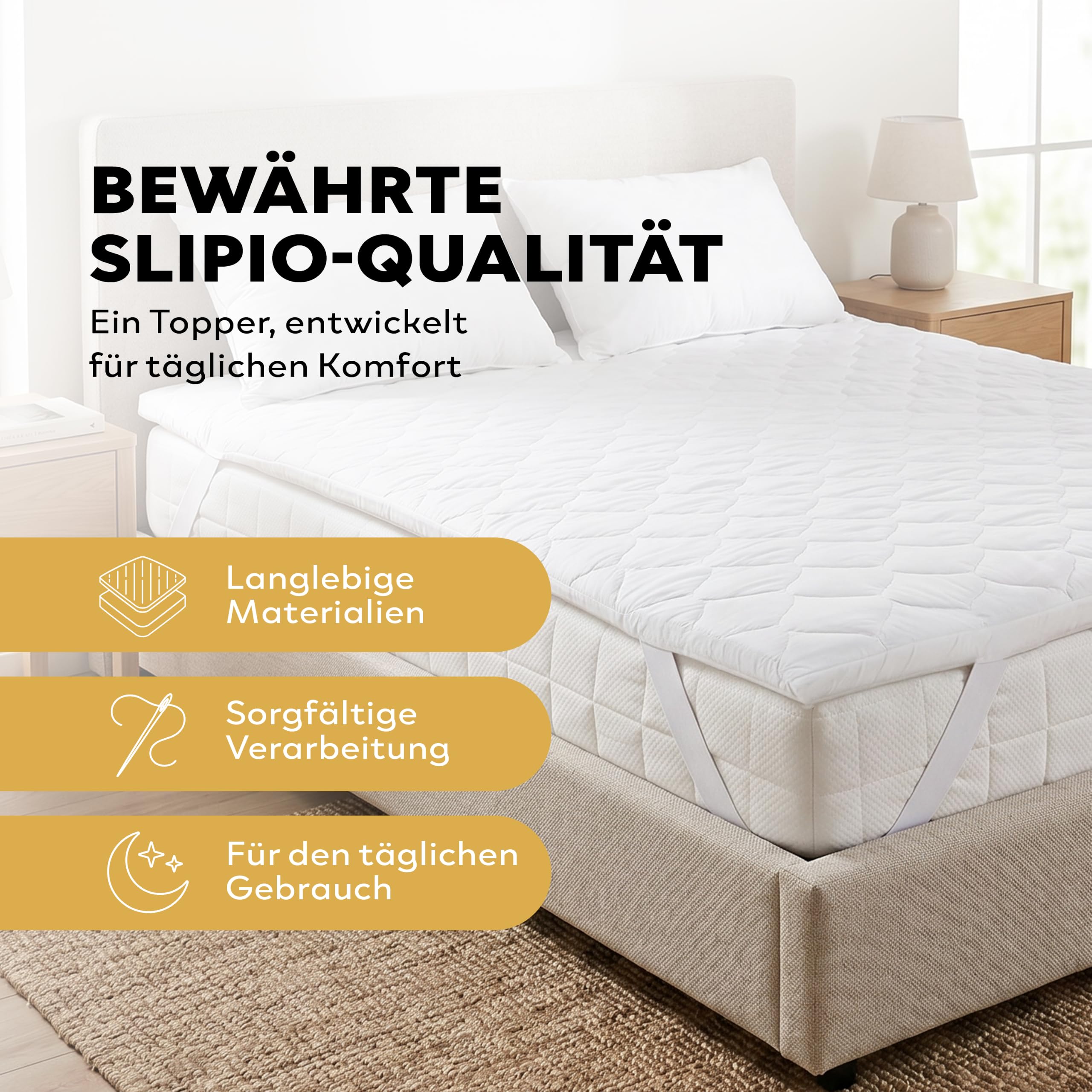 Matratzentopper 200x200 cm | 5 cm Höhe | Ergo+ orthopädischer Komfortschaum | Waschbar & Hypoallergen | Mattress Topper 200x200