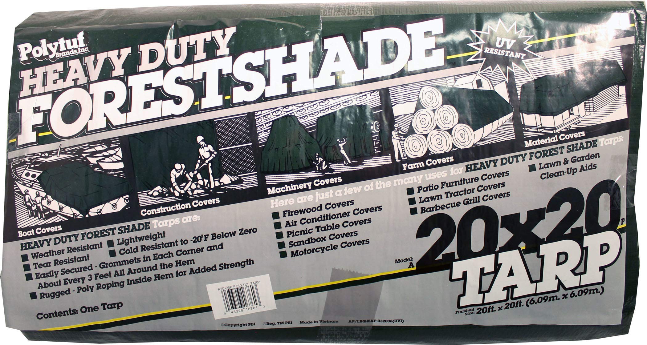 DeWitt Heavy Duty Forest Shade Tarp - 12x14 Feet, 4.5 Oz Green Poly Tarp