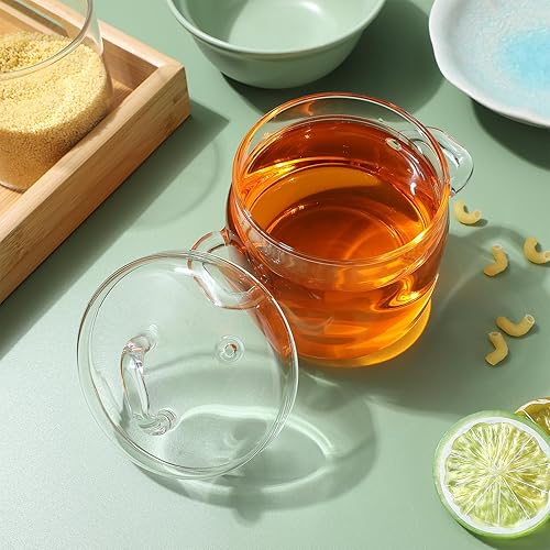 Miniatura 9 de Olla de vidrio con tapa Potpourri de vidrio a fuego lento 11.8 fl oz de cocina gruesa apta para microondas transparente para sopa, pasta, fideos,