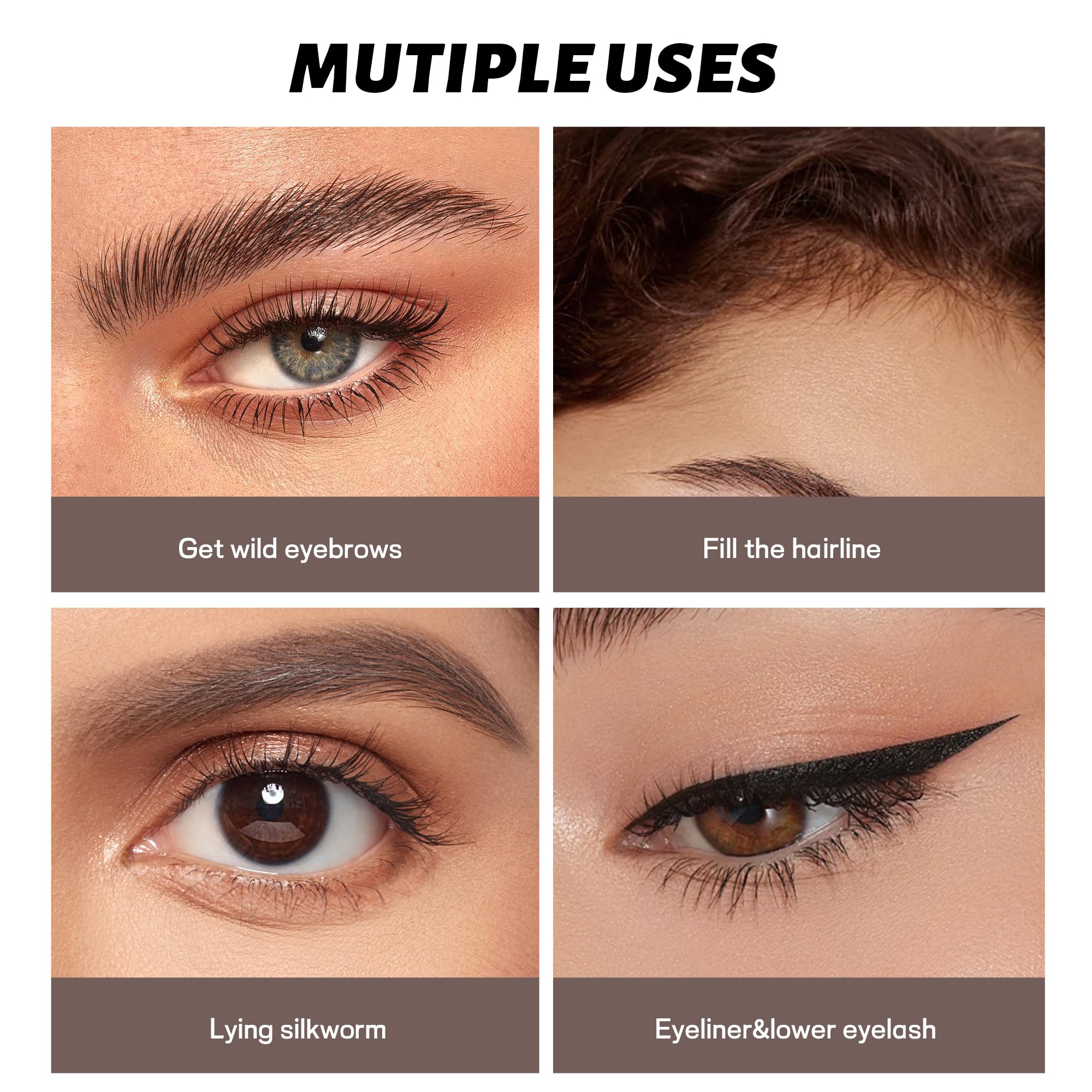 2 Pack Microblading Augenbrauenstift mit 4 Spitzen und 2 Augenbrauenbürsten, wasserdichte vegane Formel Augenbrauenstifte für Frauen, um mühelos natürliche haarähnliche Striche zu kreieren, den ganzen
