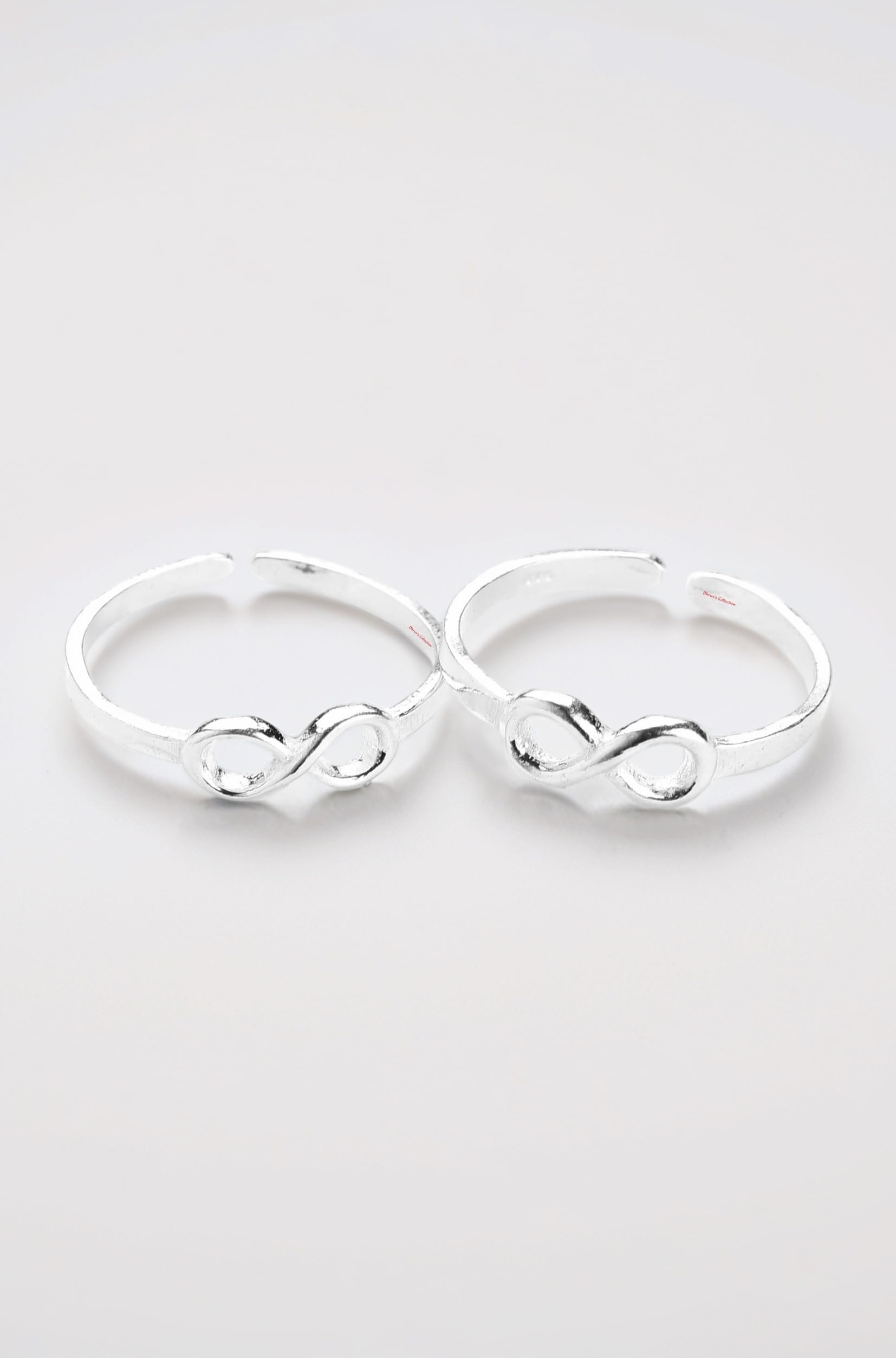 DHRUVS COLLECTION 925 Sterling Silver Infinity Design Toe Rings for Women & Girls | Adjustable Pure Silver Chandi ki Bichhiya Pair | Ideal Gift for Her